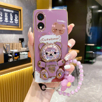 Ốp Điện Thoại, Cho OPPO A38 4G, Ốp Lưng Mềm, Với Giá Đỡ Gấu Xinh Xắn, Mạ, Chống Vỡ, Bảo Vệ Camera, T