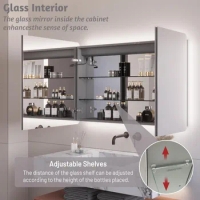 36 X 24 inch Bathroom Medicine Cabinet with LED Backlit Mirror, 3 Color Lights &amp; Brightness Adjustment Anti-Fog Time