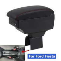 For Ford Fiesta Armrest box For Ford Fiesta Mk5 car armrest box Central Storage box Retrofit USB cup holder Car accessories