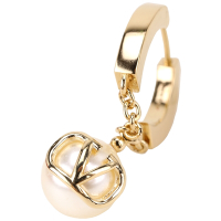 VALENTINO GARAVANI VLogo 珍珠綴飾圓環穿針式耳環(金色)