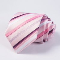 獵尚 領帶正裝8cm男女韓版時尚休閑寬領帶 粉色條紋領帶