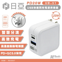 日亞 PD 20W USB 快充頭 電源供應器 充電器 充電頭 適用 iPhone 15 14 13【APP下單8%點數回饋】