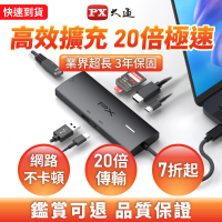 【PX 大通-】7合1Type c HUB集線器type c Hub 10G快充100w瓦hub 4K @60記憶卡網路孔RJ45(CX7-11SR)
