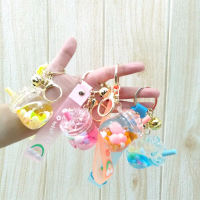 Gantungan Kunci Boba Cup Pasir Glitter