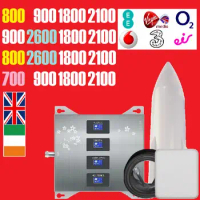 700 800 900 1800 2100 2600 Quad Band Ceullular Amplifier Signal Booster Repeater for UK Vodafone EE O2 Virgin Sky Three Tesco