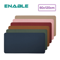 ENABLE 雙色皮革 質感縫線 防水防油隔熱餐桌墊(60x120cm/桌墊/餐墊/隔熱墊/防水墊)