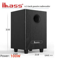 Ibass 100W High Power 6.5" Passive Subwoofer with Home Amplifier and Car Stereo Speakers SW Bass Output Home Theater HIFI System