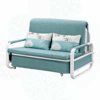 文創集 安納綠色棉布料前拉式單人沙發椅/沙發床-119x86x90cm免組