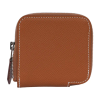 【Hermes 愛馬仕】Silkin Epsom皮 絲巾內裡零錢包(金棕色)
