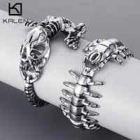 New Special Centipede Chunky Bracelet Men's Stainless Steel 3D Animal Bracelet Personalized Crocodile Bone Jewelry Wholesale