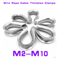 2/10pcs M2-M10 304 Stainless Steel Wire Rope Protective Sleeve Cable Thimbles Clamps Hasps Rigging Fasteners Chicken Heart Ring