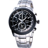 SEIKO 多功能鬧鈴計時手錶-黑/46mm 7T62-0HL0D(SNAB51J1)