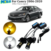 For Toyota Camry XV40 XV50 XV70 2006-2020 Auto Led Bulbs Car LED DRL Daytime Running Lights Turn Signals lights Dual color Lamp