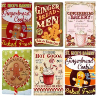 Christmas Gift Idea! Gingerbread Bakery Made with Love Metal Vintage Tin Sign Wall Decoration 12x8 inches for Cafe Restaurant