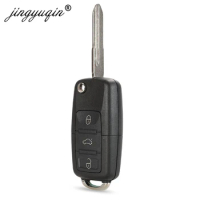 jingyuqin HU49 Blade Car Key Shell For VW Volkswagen Golf Santana Jetta 3 Buttons Flip Keys Case Fob Replacement