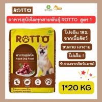 (ยกกระสอบ 20 kg!) ROTTO อาหารสุนัขโต 🐶 โปรตีนสูง ไม่เค็ม ❤️