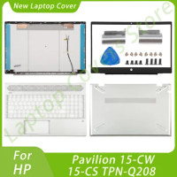 New LCD Back Cover For HP Pavilion 15-CW 15-CS TPN-Q208 Front Bezel Palmrest Hinges Bottom Case Laptop Parts Replacement Silver
