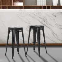 【E-home】Yanni亞尼工業風可堆疊金屬吧檯椅-高76cm 6色可選(網美 戶外 工業風 高腳椅)
