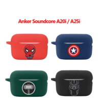 New Cartoon Earphone Case Cover For Anker Soundcore A20i A25i Silicone Wireless Earbuds Charging Box Protective Shell With Hook