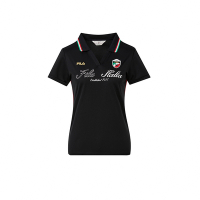 FILA #奧運系列 女吸濕排汗短袖POLO衫-黑色 5POY-1507-BK