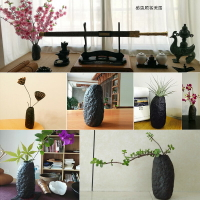 日式粗陶花瓶復古手工花插陶瓷禪意居家精致裝飾陶藝水培桌面花器