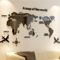 免運  世界地圖3D鏡面立體牆貼 工作室牆面設計 阿寶咪小棧