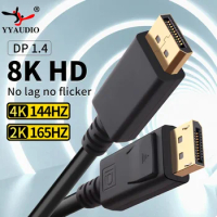 YYAUDIO Hifi DisplayPort Cable DP 1.4 to DP Cable 8K 144Hz 165Hz Display Port Video Cable For Video Monitor PC Laptop TV DP 1.2