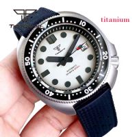 Tandorio Titanium NH35A 44mm 20Bar Light Weight Automatic Dive Watch for Men Sapphire Crystal Ceramic Bezel Date Rubber Strap