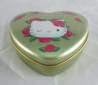 【震撼精品百貨】Hello Kitty 凱蒂貓 心型置物鐵盒 玫瑰綠  震撼日式精品百貨