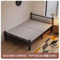折疊床辦公室午休硬板鐵床（經濟適用-軟包-加強鋼架 黑色100CM）