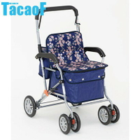 日本幸和TacaoF標準型步行車R129(花樣海軍藍)帶輪型助步車/步行輔助車/散步車/助行椅R-129