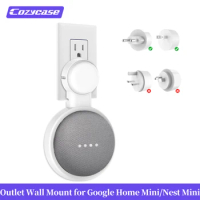 Cozycase Outlet Wall Mount Stand For Google Home Nest Mini Smart Speaker Bracket Built-in Cable Management Space-Saving Holder