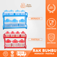 [AFF15] Rak tempat Bumbu Dapur Kitchen Set Toples Monaco 7 Tabung Transparant RANDOM WARNA | Toples 