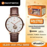 Jam Tangan Pria MVMT Legacy Slim 28000339 Men Automatic Open Heart Dial Grizzly Brown Leather Strap 