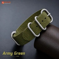 KEVIN ZULU Tali Strap Jam Tangan Kompatibel Seiko 24mm Silver Matte Metal Buckle Army Green