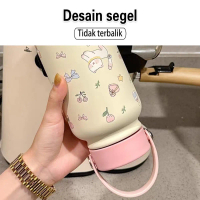 Termos Stainless Steel Bergambar Kartun Lucu 900ml, Daya Tangai Panas Tinggi, Desain Bunga & Kucing/