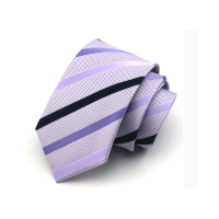 【拉福】淡紫斜領帶8cm中寬版領帶拉鍊領帶(紫)