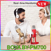 BOYA BY-PM700 Desktop USB Microphone Metal Computer Condenser Microphone with Stand for PC Laptop Vocals Recording Interview
