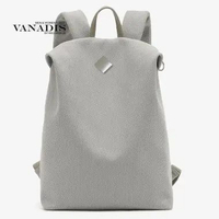 MND Tas Ransel Backpack Uniseks Ransel Laptop 14 inch Ransel Pelajar Kasual Vanadis Abu-abu Muda