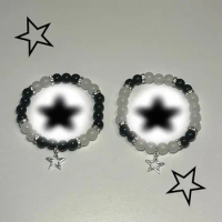 Y2K Star Matching Bracelets Black White charm handmade
