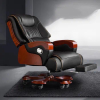 Massage Genuine Leather Boss Chair Office Executive Computer Chair Backrest Adjustable Reclining Lifting Business 의자 Furniture