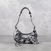 BALENCIAGA Tas BALENCIAGA GRAFFITI BLACK CAGOLE SHOULDER BAG EKSTRA SMALL 100% ORIGINAL