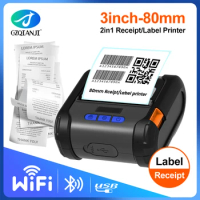 Label Receipt 2 in 1 80mm Thermal Printer USB WIFI Bluetooth Mobile Machine Support Android iOS Small Business Printing Loyverse