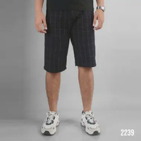 DGM Celana Pendek Pria Bahan Flanel Tartan Celana Pendek Navy Garis Merah Premium 2239 32
