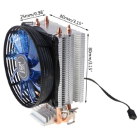 2022 New CPU Cooler Master 2 Pure Copper Heat-pipes Fan with Blue Light Cooling System