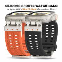 Soft Silicone Band For Apple Watch Ultra 2 49mm Sport Rubber Strap For iWatch Series 9 45mm 8 7 6 5 4 se Men Bracelet 44mm 42mm