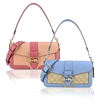 COACH GEORGIE SADDLE皮革/PVC翻蓋兩用酒神包(兩色選)