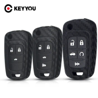 KEYYOU 5 Button Carbon Silicone Car Key Cover For For Chevrolet Cruze Epica Lova Camaro Aveo For VAUXHALL OPEL Insignia Astra