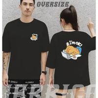 Jerrico Kaos Oversize aesthetic Lengan pendek Unisex | Baju Jumbo Pria dan Wanita Cat Im ok HITAM M