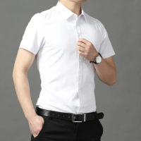 New Summer Fashion Slim Fit Short Sleeve Shirts Men Classic Casual Dress Shirt Hipster Relaxed Luxe Formal Shirt Plus Size 5XL